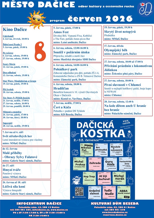 Přehled kulturních akcí na měsíc červen v Dačicích 